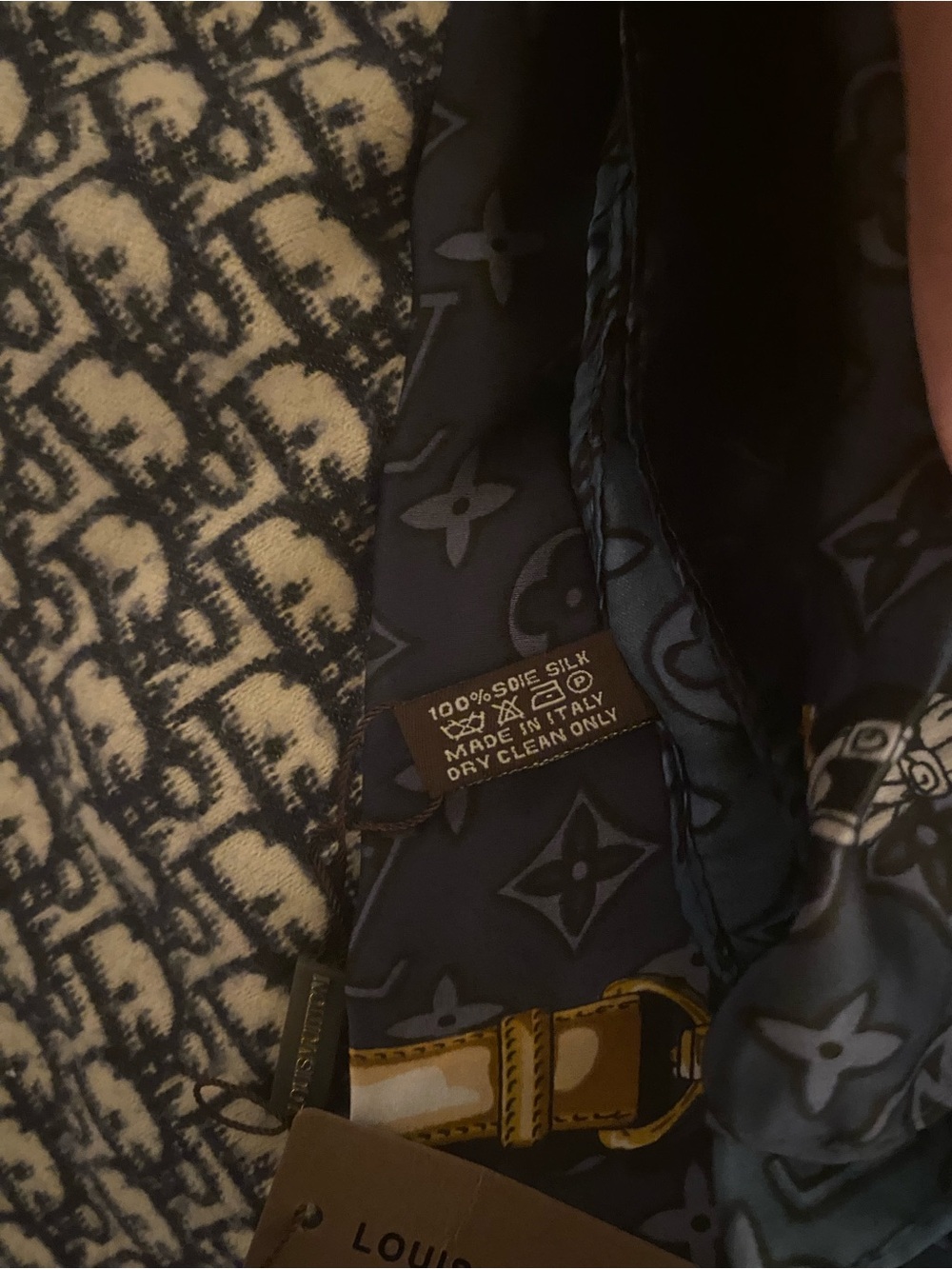Louis Vuitton Blue Monogram Scarf with Gold Strap Details - Picture 2 of 7